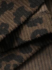 FRIFUL 女士直筒灯芯绒开衩裙 - 棕色 - 查看 6