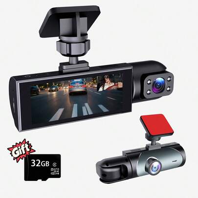 Teckwe Camera hành trình 4K trước và sau, camera hành trình 3 kênh Full HD, tặng kèm thẻ nhớ 32GB, tích hợp WiFi, GPS, cảm biến va chạm, tầm nhìn ban đêm, HDR, IPS, chế độ đỗ xe 24 giờ.
