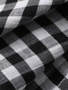 DAZY Baby Girls' Plaid Linen Sleeveless Jumpsuit, Korean Style Loose Jumpsuit - Black and White - View 6