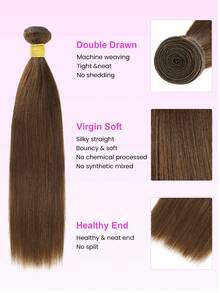 巧克力棕色 Yaki 直发人发束 100% 未加工巴西处女发编织 4# 棕色浅 Yaki 直发原始雷米接发 1 束 女士 - S4 - 查看 2