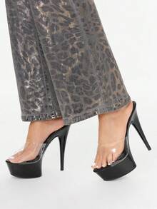 Glitzique 女士透明帶防水台細跟穆勒時尚夏天高跟涼鞋 - 無色 - 查看 6