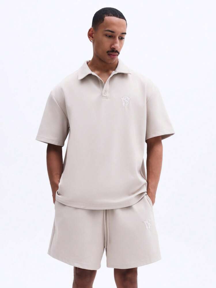 Pantalones cortos casuales de punto con textura y cordón ajustable