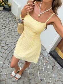 SHEIN LUNE Đầm slip màu kem vàng có họa tiết dành cho nữ, đầm hè, trang phục mùa hè cho nữ, đầm đi biển, trang phục đi nghỉ mát cho nữ, đầm sinh nhật cho nữ, trang phục đi nghỉ mát, đầm thường ngày cho nữ, đầm vàng cho nữ, trang phục đi nghỉ mát, đầm đi nghỉ mát, trang phục thường ngày đi du thuyền cho nữ. - Màu vàng - Xem 1