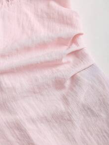 Sweetra Women's New Fashion Versatile Twist Tie Waist Button-Up Short Sleeve Shirt - Baby Pink - View 5