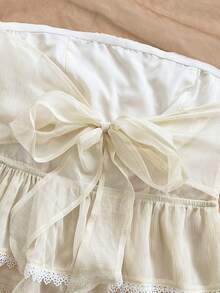 Soleia Women's Jacquard Bandeau Top With Ruffle Hem, Fashionable And Versatile For Dates And Parties - Apricot - View 5