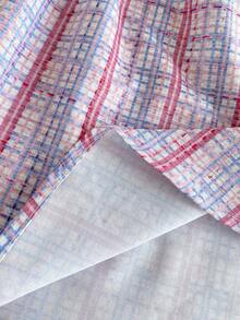 PrepCrw 1 pièce Robe courte à col rond élégante et ajustée avec imprimé à carreaux blanc et rose pour jeunes filles, convient pour le port quotidien, la rentrée scolaire, les sorties, les rassemblements, les festivals, le printemps et l'été - Multicolore - Voir 6