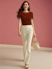 MOTF PREMIUM ÁO LEN DÁNG ÔM CÓ VIỀN TƯƠNG PHẢN - Đỏ - Xem 4