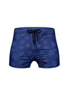 Zalmeno Bañador casual de hombre con cordón en la cintura y estampado de estrellas de mar - Azul - Ver 1