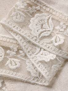 DAZY 优雅派对假日节日复活节圆领蕾丝宽松插肩袖中长连衣裙，女士夏季款 - 卡其色 - 查看 7