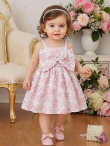 SHEIN 2025 Summer New Baby Girl Sweet Butterfly Decor Sleeveless Dress - Pink - View 12