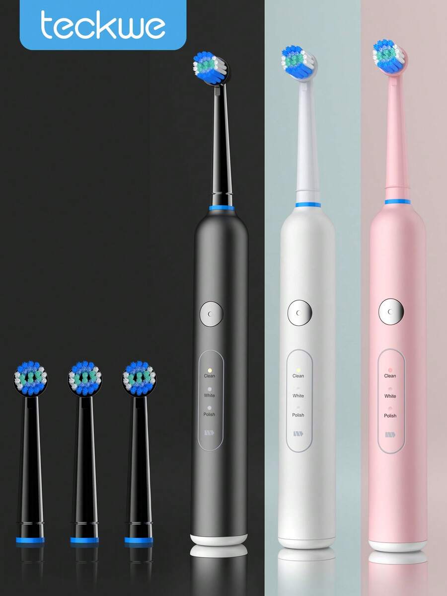 Electric Tooth Brush For Adults With 3 Modes, 5X Plaque Reduction, 3 Brush Heads & Rechargeable With 4 Hours Charge Lasting Up To 25 Days - Multicolor - View 1
