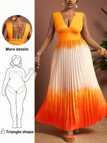 Truni 大码女士优雅渐变色吊带连衣裙，适合春夏度假和约会 - 彩色 - 查看 9