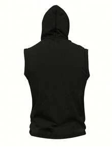 Gym Rark Áo tank top nam in chữ, có mũ trùm đầu, dây rút, kiểu dáng thường ngày, thích hợp cho tập luyện thể thao. - màu đen - Xem 3