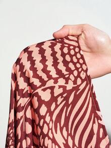 Zivah Mono informal de mujer con estampado todo sobre, con cuello halter y atar, adecuado para vacaciones y uso diario - Rojo - Ver 12