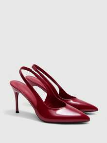 CUCCOO BIZCHIC 女士鞋履春秋新款法式尖头低帮性感派对约会鞋露跟细高跟女鞋 - 紅色 - 查看 2