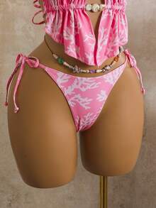 SHEIN Swim Vcay-D Women's Random Print Spaghetti Strap Camisole Bikini Top, Spring/Summer - Multicolor - View 6