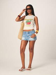 MISSGUIDED Sweetest Watermelon Graphic Tank Top With Vintage Inspired Fruit Print And Crew Neckline For Summer Casual Wear - Apricot - View 4