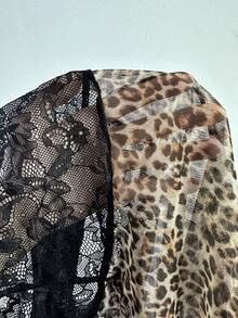 Bare Chapter Women's Lace Patchwork Leopard Print Comfortable Jumpsuit - Multicolor - View 9