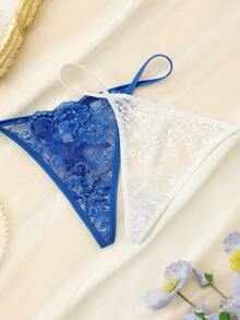 3pcs/Set Women's Fashion Lace Underwear (Thong) - Multicolor - View 4