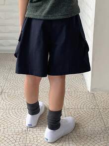 Dazy Kids 男童休闲纯色工装短裤，夏季 - 藏蓝色 - 查看 2