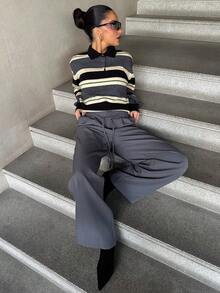 Marta Soriano 春夏女士浪漫办公室度假毕业裤商务女士服装 - 灰色 - 查看 6
