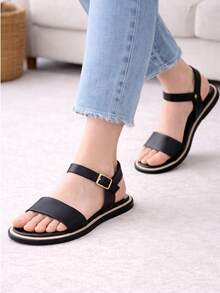 Huarache básico con hebilla al tobillo - Negro - Ver 3