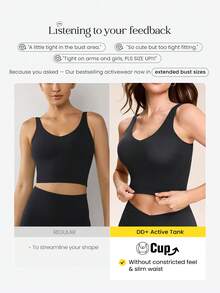 GLOWMODE DD+ FeatherFit™ Focused Glow Stretch & Shine Buttery-Soft Stretchy Removable Cups Cropped Tank Top Low Impact Yoga Studio Pilates Daily Active Wear - Black - View 2