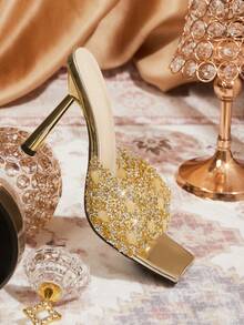 CUCCOO TILAWA Sandalias de tacón alto con rhinestones para mujer - Dorado - Ver 3