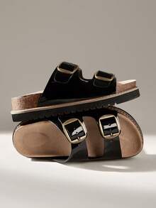 Solecia Zapatos de mujer con suela gruesa, sandalias versátiles para usar en primavera y verano, zapatos de vacaciones de verano, zapatos de primavera, zapatos de vacaciones de primavera, zapatos de Pascua, zapatos de Navidad - Negro - Ver 6