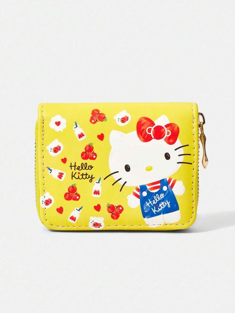 HELLO KITTY AND FRIENDS | SHEIN 1Pc Cat Love Cloud Pattern Simple Style Zipper Change Bag, Suitable For Women. - Yellow - View 1