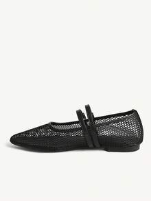 CUCCOO CHICEST Giày sandal đế bằng quai lưới đa năng mùa hè dành cho nữ, phù hợp cho công sở, đám cưới, giày mùa xuân, giày cô dâu. - màu đen - Xem 4