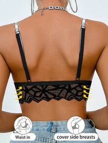 MidnightGlam 1 件女士优雅性感蕾丝无钢圈文胸 - 黑色 - 查看 2