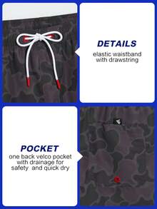Palasendo Men's Drawstring Waist Camouflage Pattern Beach Shorts - Brown - View 5