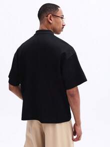 SUMWON Áo polo nam tay ngắn cổ điển với logo thêu, cổ bẻ, thích hợp mặc mùa hè, chơi golf, mặc thường ngày, dáng regular fit. - màu đen - Xem 6