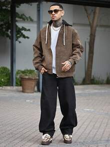 Devon Thys Quần Jeans Ống Rộng Rộng Cổ Điển Cho Nam, Phong Cách Đường Phố Thường Ngày Tiên Phong - Quần Áo Liền Quần Rộng Vừa Vặn Thời Trang - màu đen - Xem 5