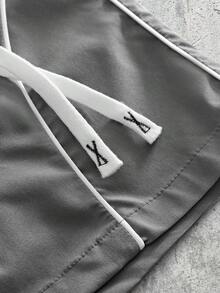 EVRINFINITE Celana Pendek Kasual Pria, Motif Polos & Bergaris, Celana Pendek Pantai, Celana Pendek Olahraga - Grey - View 5