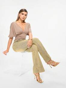 Glitzique Giày Sandal Nữ Cao Gót Thời Trang Mũi Vuông Màu Trơn - Vàng - Xem 5