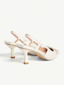 CUCCOO CHICEST Women Shoes Women's Pointed High Heels Beige Plaid Material Bow Fashionable And Elegant Daily Commute Hundred High Heels Shoes Rear Strap Empty Shoes Women's Shoes Wedding Shoes Spring Shoes Bride Shoes - Beige - View 5