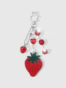 ROMWE Kawaii 2 New Ins Korean Sweet, Exquisite, Fashionable And High-Value Red Series Bright Rhinestone Soft Pottery Diamond Ball Resin Strawberry Peach Heart Bow Acrylic Strawberry Cherry DIY Keychain Bag Pendant, Water Cup Pendant, Mobile Phone Case Pendant, Fixed And Pasted Love Accessories, Combination Set, Suitable For Sisters, Girlfriends, Girls And Ladies Daily Wear, Holiday Gifts - Red -2 - View 10