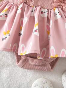 SHEIN 新生儿条纹连体衣，二合一连体衣 - 淺粉色 - 查看 5