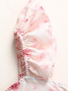 SHEIN Tween Girl Casual Vacation Floral Print Backless Bow Cutout Waist Ruffle Flare Sleeve Dress, Pink - Baby Pink - View 5