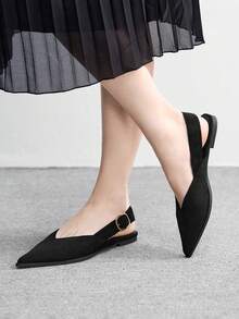 CUCCOO BIZCHIC Zapatos elegantes de mujer con diseño de hebilla y punta afilada - Negro - Ver 3