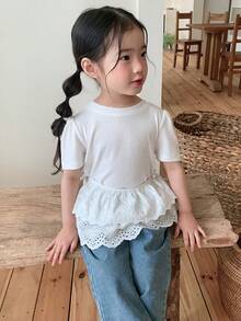 DAZY Baby Girl Lace Ruffle Hem Korean Style Layered Skirt - White - View 2