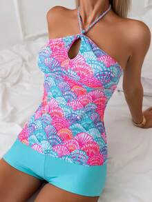 Swim Lushoire 2 piezas Camiseta de mujer con tirantes Bikini Traje de baño, Estilo europeo y americano Traje de baño trenzado, Verano - Multicolor - Ver 4