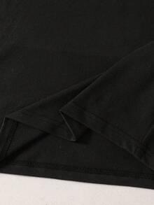 男童春夏休闲运动黑白无袖连帽T恤，印有“你能做到”标语 - 黑色 - 查看 4