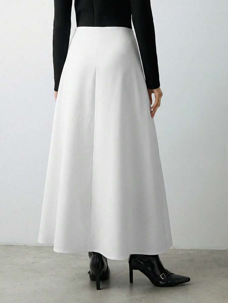 SHEIN Maija Women's Metal Grommet Decor Casual Long Skirt