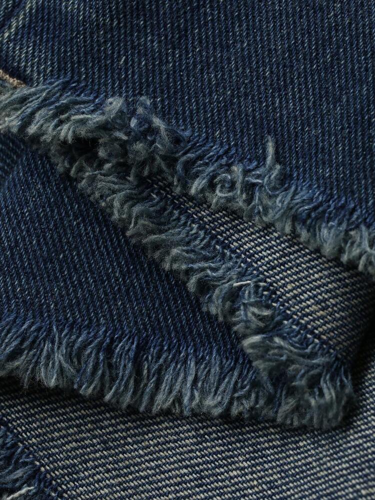 Vintage High Waist Frayed Hem Wide Leg Jeans, Women's Casual Denim Pants For Summer