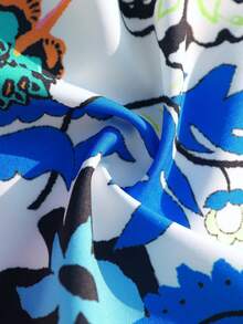 Vivid Eden 女士V领交叉露背系带宽松阔腿连体裤，艺术印花图案，适合夏季休闲/度假穿着 - 彩色 - 查看 7