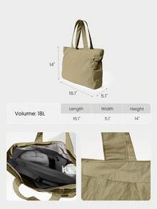 GLOWMODE Túi tote 18L bằng nylon có khóa kéo và nhiều ngăn, thích hợp đi biển, du lịch, sử dụng hàng ngày, mùa thu và mùa đông. - Màu vàng - Xem 6