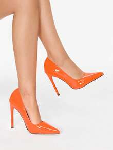 Glitzique Fall/Winter 2025 Point Toe Stiletto Heeled Court Pumps,Sexy,Party Outfits,Pointed Heels - Orange - View 2